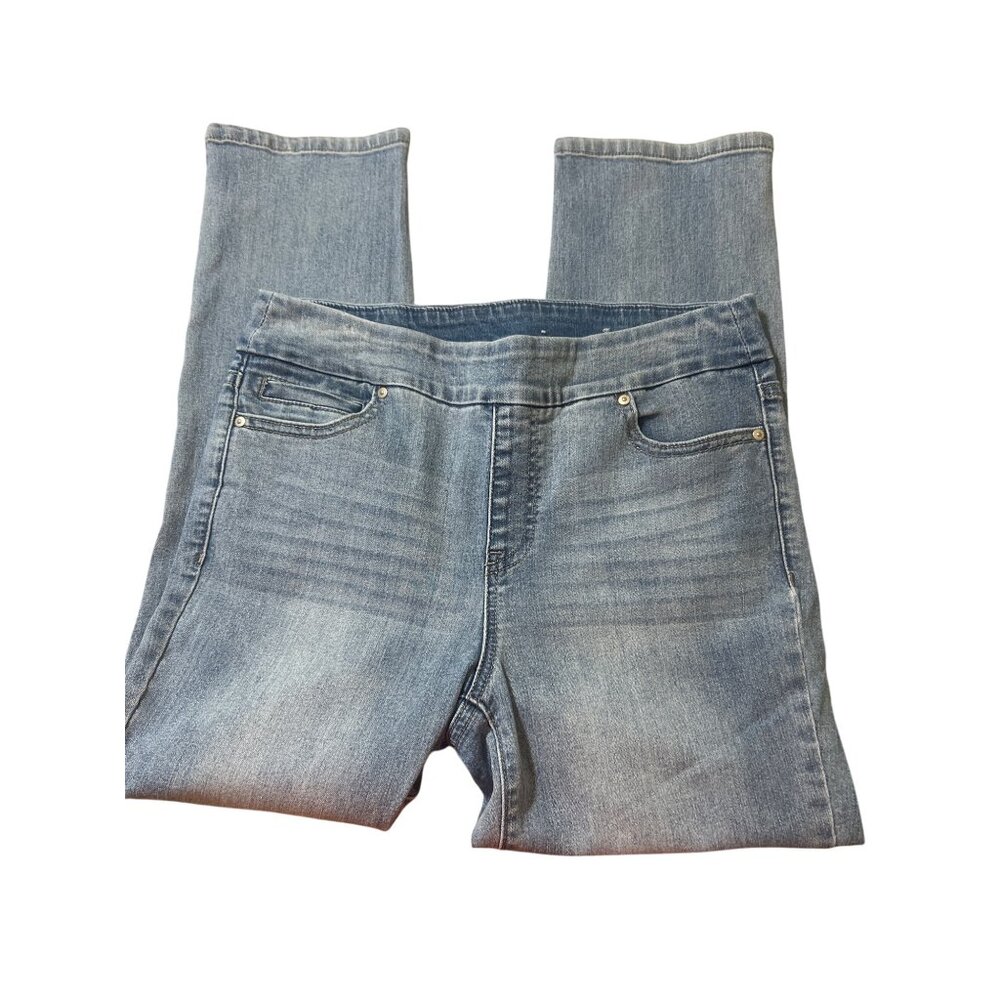 Westbound Blue Pull On Capri Jeans Slimming Panel Stretch Denim Size 6 NWOT